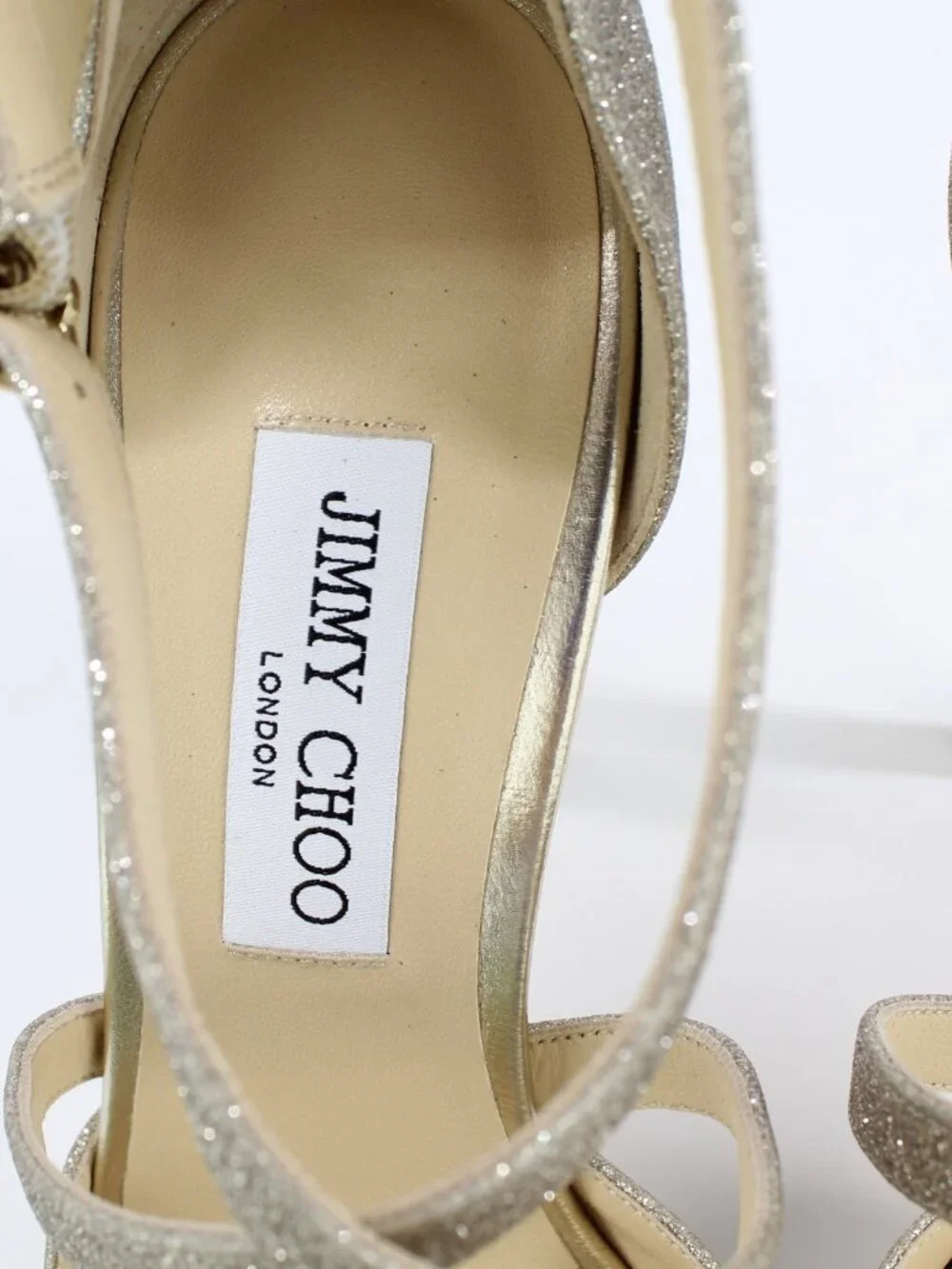 NEW JIMMY CHOO Jenique 125 Glittered Platform Sandals, EU 41, Platinum Ice